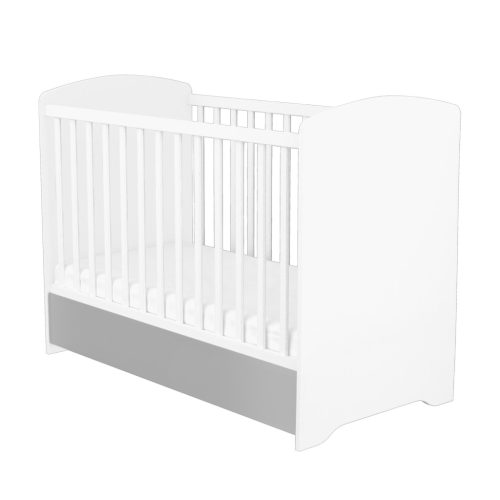 Timba 60x120 zárt végű kiságy ágyneműtartóval ezüst-fehér