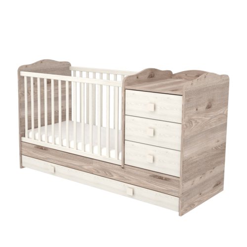 Timba 60x120 3 fiókos kombinált kiságy krém-fűz