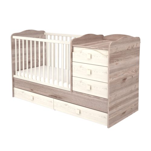 Timba 70x120 5 fiókos kombinált kiságy krém-fűz