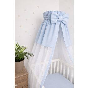   Kék baldachin függöny világoskék pamut betéttel 180x130 cm – légáteresztő kiságy baldachin 100% pamut betéttel