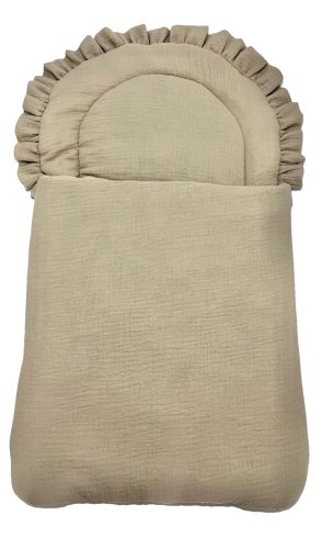 Latte Ölelés – Cipzáros babatakaró 70×40 cm | Duplagéz, antiallergén töltet, 100% pamut