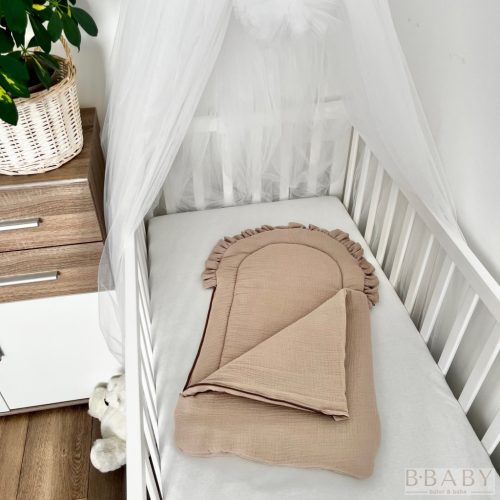 Latte Ölelés – Cipzáros babatakaró 70×40 cm | Duplagéz, antiallergén töltet, 100% pamut