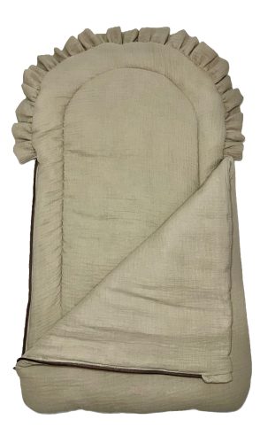 Latte Ölelés – Cipzáros babatakaró 70×40 cm | Duplagéz, antiallergén töltet, 100% pamut
