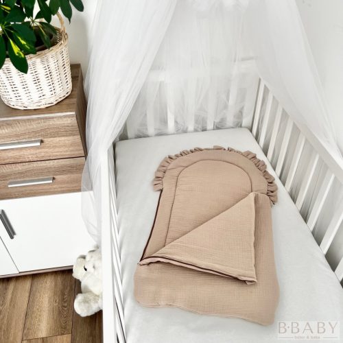 Latte Ölelés – Cipzáros babatakaró 70×40 cm | Duplagéz, antiallergén töltet, 100% pamut