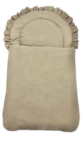Latte Ölelés – Cipzáros babatakaró 70×40 cm | Duplagéz, antiallergén töltet, 100% pamut
