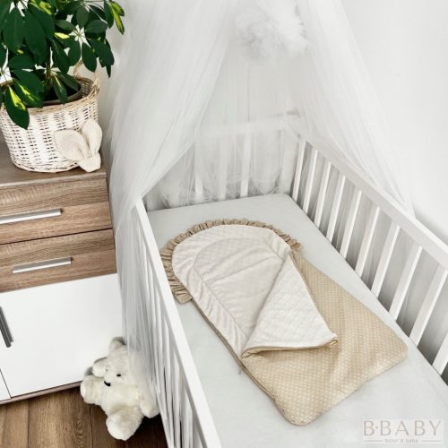 Csillagliget – Cipzáros babatakaró 70×40 cm | Bézs-fehér csillagos pamut, krém wellsoft, antiallergén töltettel