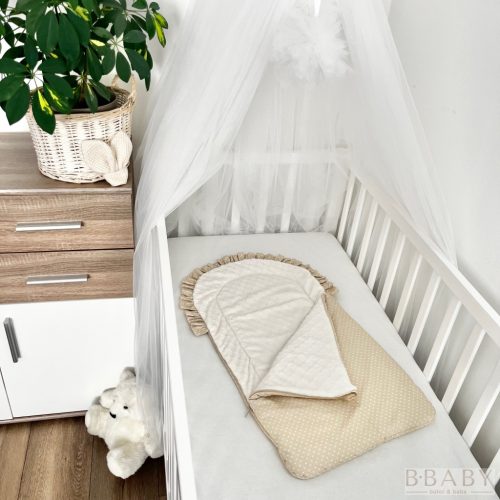 Csillagliget – Cipzáros babatakaró 70×40 cm | Bézs-fehér csillagos pamut, krém wellsoft, antiallergén töltettel