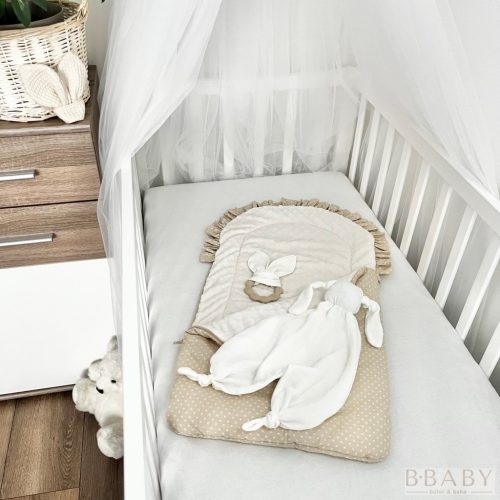 Csillagliget – Cipzáros babatakaró 70×40 cm | Bézs-fehér csillagos pamut, krém wellsoft, antiallergén töltettel