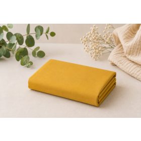 Mustársárga gumis pamut baba lepedő 60x120 és 70x140 cm kiságyhoz – OEKO-TEX, univerzális méret