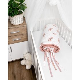   Csörgős maci  – Járókabetét 120×120 cm |Macis, púder, 100% pamut, magasított rácsvédővel