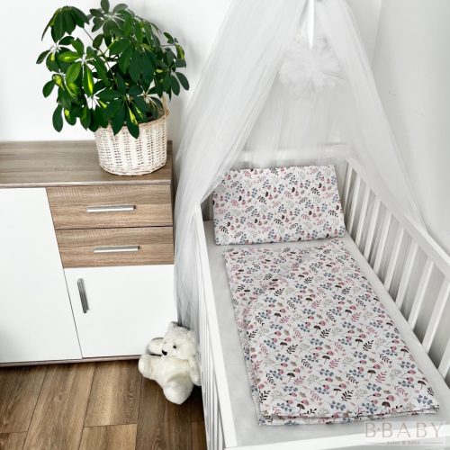 Babaágynemű szett 2 részes apró virágok pink