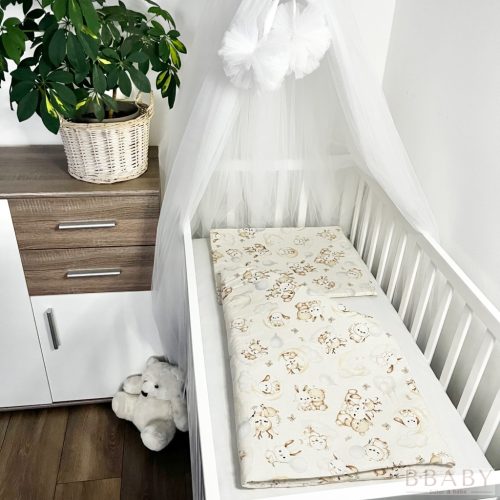Babaágynemű szett 2 részes bébi állatok bézs