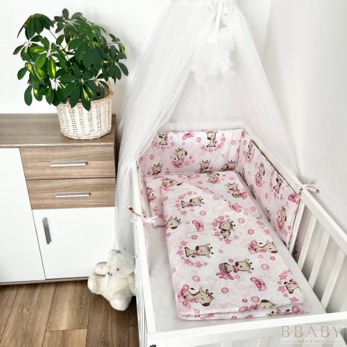 Babaágynemű szett  3 részes bébi zsiráf pink