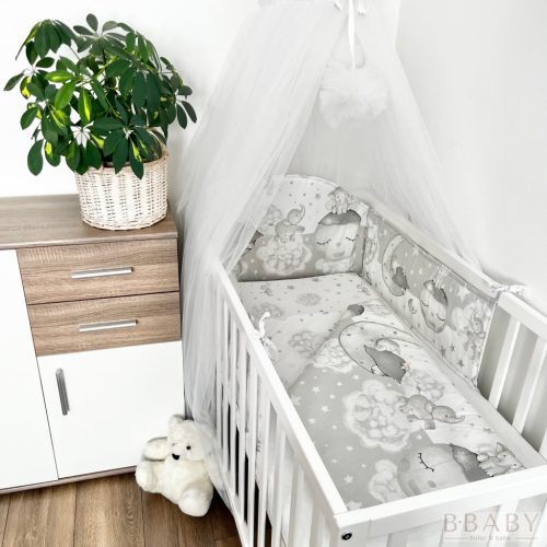 Babaágynemű szett  3 részes bébi elefánt szürke