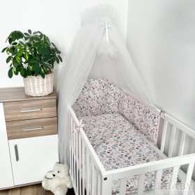   Apró virágok rózsaszín – 3 részes babaágynemű szett kislányoknak, 100% pamutból