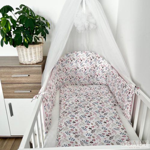 Apró virágok rózsaszín – 3 részes babaágynemű szett kislányoknak, 100% pamutból