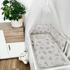   Álomfelhő bézs – 3 részes babaágynemű szett szivárványos macival