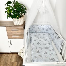   Álomfelhő kék – 3 részes babaágynemű szett szivárványos maci mintával