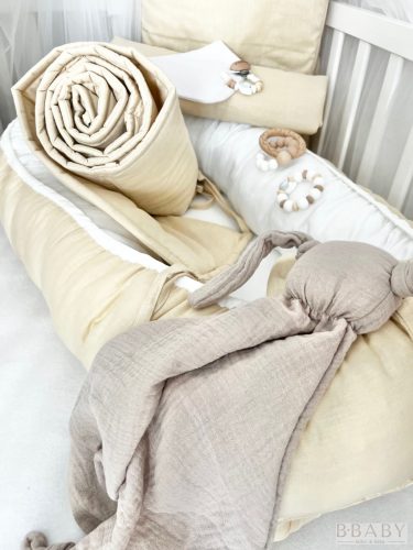 Bella bézs – 3 részes babaágynemű szett természetes árnyalatban, 100% pamut