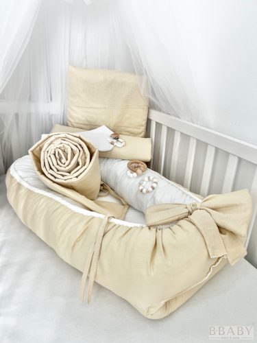 Bella bézs – 3 részes babaágynemű szett természetes árnyalatban, 100% pamut