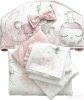 Babaágynemű szett  4 részes bébi elefánt pink