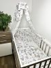 Bbaby 4 részes babaágynemű – Lufis Állatok, pamutvászon, párna, takaró, rácsvédő, baldachinfüggöny