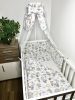 Bbaby 4 részes babaágynemű – Lufis Állatok, pamutvászon, párna, takaró, rácsvédő, baldachinfüggöny