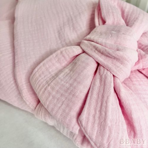 rózsaszín muszlin kókuszpólya 80x80 cm – 100% pamut duplagéz, természetes gerinctámasz kókuszrosttal