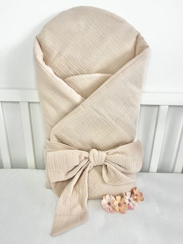 kókuszpólya bézs muszlin – 100% pamut, 75x75 cm, kókuszbetéttel