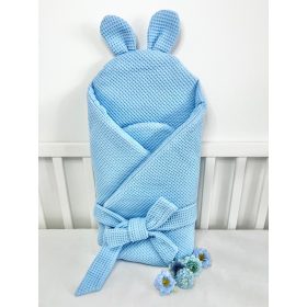 Babakék waffle kókuszpólya 75x75 cm – kivehető kókuszbetéttel és tépőzáras zárással, újszülött babáknak