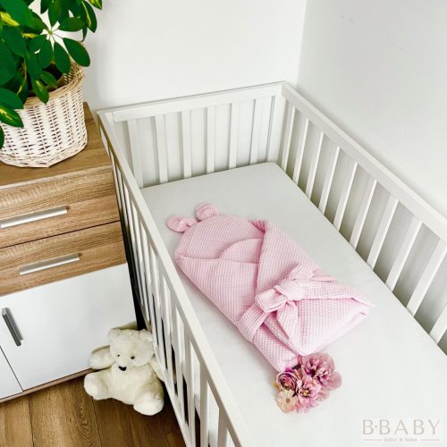Rózsaszín waffle pamut kókuszpólya újszülötteknek – bbaby