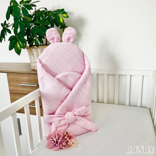 Rózsaszín waffle pamut kókuszpólya újszülötteknek – bbaby