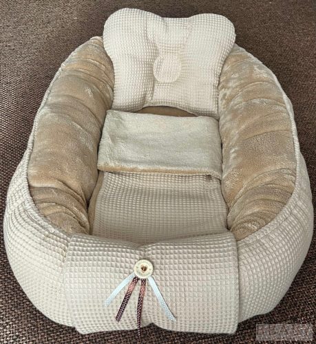 SzunDió babafészek szett – dióbarna waffle pamut és plüss textúra a természet ölelésében