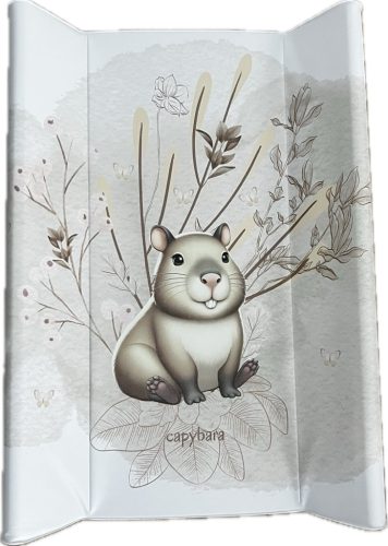 Capybara merev peremes pelenkázólap 70×50 cm mosolygós kapibarával és bézs árnyalatokkal