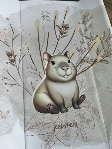 Capybara merev peremes pelenkázólap 70×50 cm mosolygós kapibarával és bézs árnyalatokkal