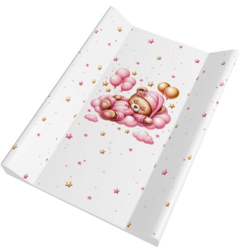 Pelenkázólap merev peremes felhős maci pink 70x50