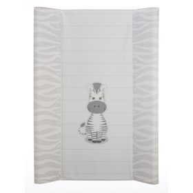 Zebra Zénó mintás merev pelenkázólap fehér-szürke színben – elölnézet, 80×50 cm