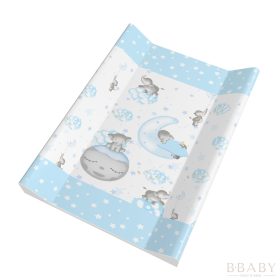 Bébi Elefánt pelenkázólap – kék alapon holdon alvó elefánt mintával, 70×50 cm, puha peremes