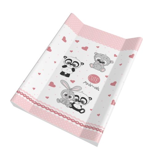 Pelenkázólap puha peremes cuki állatok pink 70x50