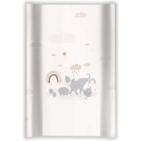 Szivárványos Elefánt pelenkázólap – pasztell színvilág, szivárványos elefánt mintával, puha peremes, 80×50 cm