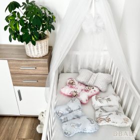 Szivárványos maci pillangópárna – kék fejformázó babapárna puha minky hátoldallal