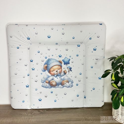 Pelenkázólap puha – Felhős maci kék, 75×85 cm | Párnázott, PVC borítású baba pelenkázó