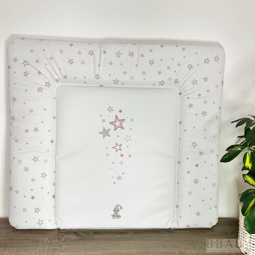 Pelenkázólap puha – Rózsaszín csillagos minta, 75×85 cm | Bőrbarát, párnázott kivitel