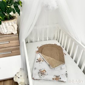   MackóKaland – Cipzáros babatakaró 70×40 cm | Repülős macis pamut, mogyoró minky, antiallergén töltettel