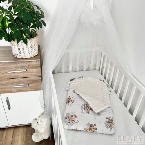 MaciPilóta – Cipzáros babatakaró 70×40 cm | Repülős macis, pamut, krém wellsoft, antiallergén töltettel