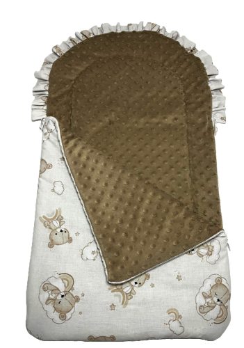 ÁlomFelhő – Cipzáros babatakaró 70×40 cm | Szivárványos macis, minky, pamut, antiallergén töltettel