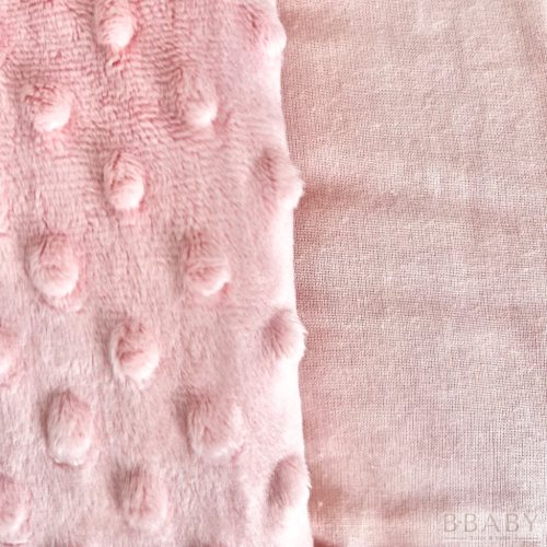 Phoebe – Puha babatakaró 70×90 cm | Púder rózsaszín pamutvászon, minky, antiallergén töltettel