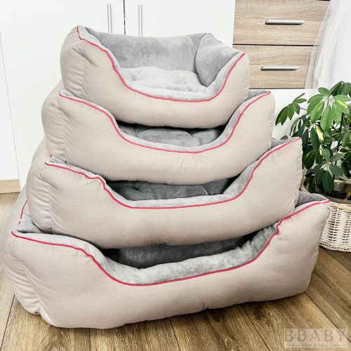 Pasztell Púder S kutyafekhely – Kicsi kuckó 2–5 kg-ig | Szürke plüss belső, pasztell vászon külső