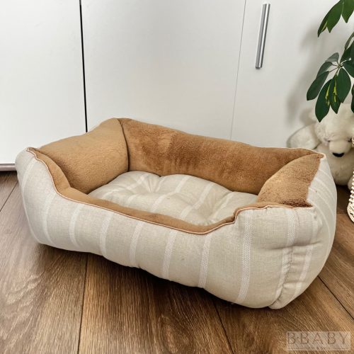 Mogyoró S kutyafekhely – Kicsi kuckó 2–5 kg-ig | Bézs pamutvászon külső, puha mogyoró plüss belsővel
