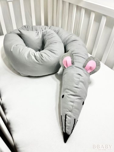 Jerry – Egérke szundi hengerpárna 200x20 cm | Babapárna pamut huzattal, antiallergén töltettel